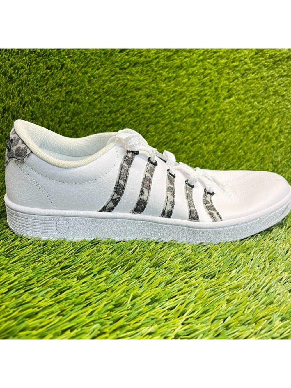 K-Swiss Court Pro II Leopard Womens Size 10 White Black Athletic Shoes Sneakers